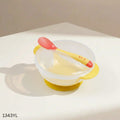 Suction Feeding Bowl And Temperature Spoon - Yellow
