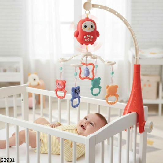 Happy Bed Bell Toy with Music, Light & Remote Function - Pink