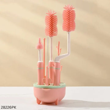 Silicone Baby Bottle Cleaning Brush Set 8pcs - Pink