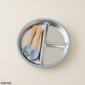Food Grade Silicone Stainless Steel Dining Plate - Blue