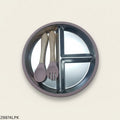 Food Grade Silicone Stainless Steel Dining Plate - Light Pink