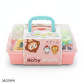 Silicone Baby Rattle & Teether Set 18pcs - Pink