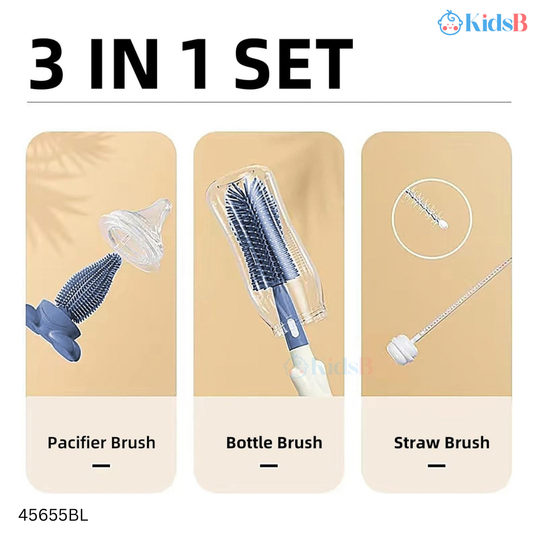 3 in 1 Multipurpose Silicone Feeding Bottle Cleaning Brush - Blue