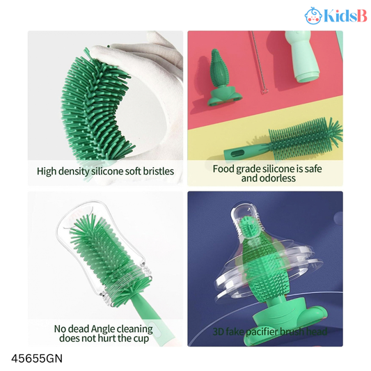 3 in 1 Multipurpose Silicone Feeding Bottle Cleaning Brush – Green