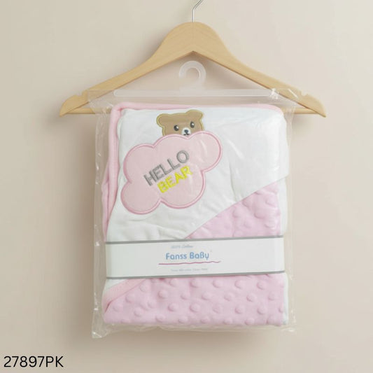 Baby Premium Hooded Cap Towel Dot Fabric - Pink