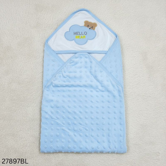Baby Premium Hooded Cap Towel Dot Fabric - Blue