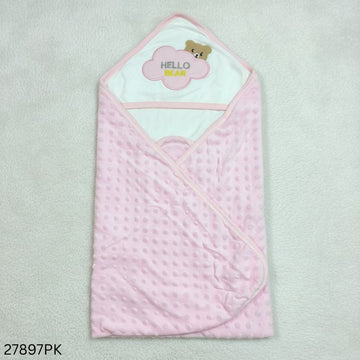 Baby Premium Hooded Cap Towel Dot Fabric - Pink