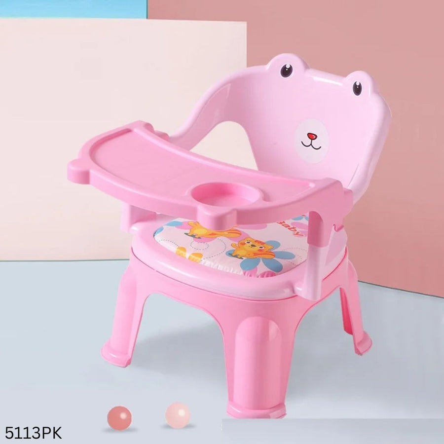 Cute Baby Feeding Chair with Soft Seat & Removable Tray - Pink