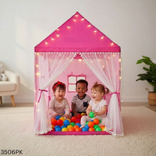 Baby Castle Tent House with Colorful Balls - Pink