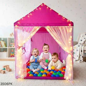 Baby Castle Tent House with Colorful Balls - Pink
