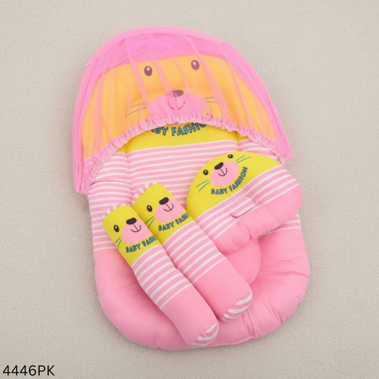 Baby Bedding Set With Mosquito Net - Pink