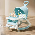 5 in 1 Baby Dining Rocking Chair with Wheels - Blue