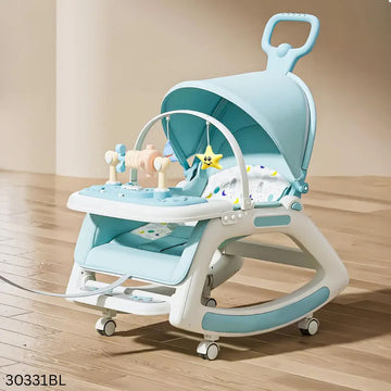 5 in 1 Baby Dining Rocking Chair with Wheels - Blue