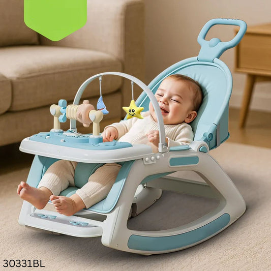 5 in 1 Prime Baby Dining Rocking Chair with Wheels - Blue
