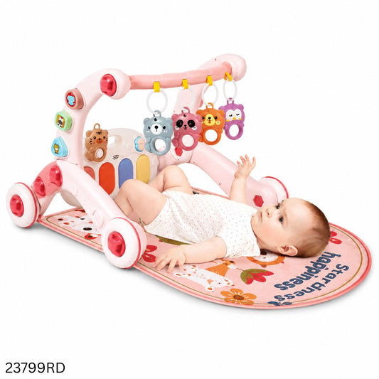 6 in 1 Multifunctional Baby Walker & Activity Gym Mat - Red