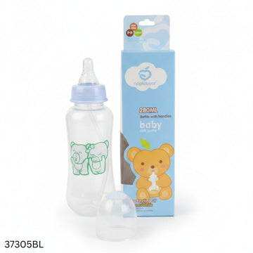Apple Bear Plastic Feeder 280ml - Blue