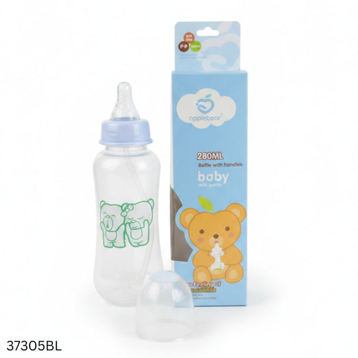 Apple Bear Plastic Feeder 280ml - Blue