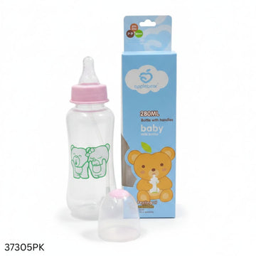 Apple Bear Plastic Feeder 280ml - Pink