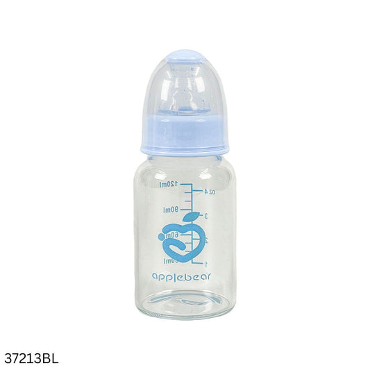 Apple Bear Baby Glass Feeder 120ml - Blue