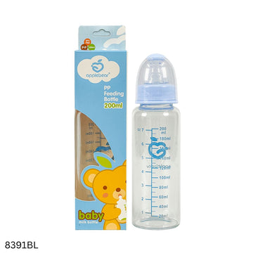 Apple Bear Baby Glass Feeder 200ml - Blue