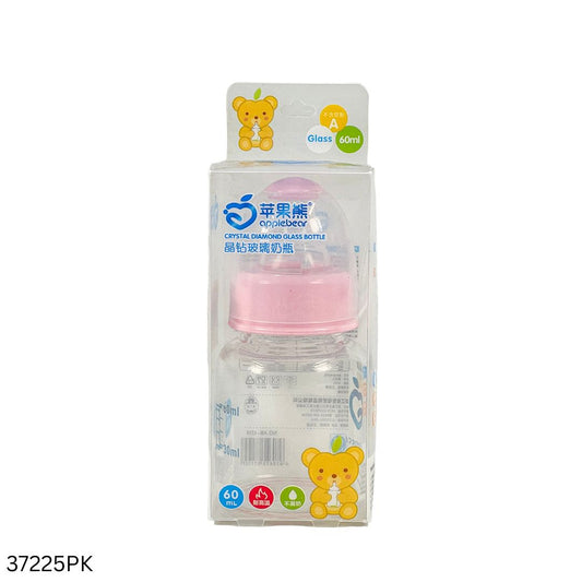 Apple Bear Baby Glass Feeder 60ml - Pink