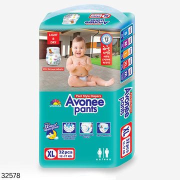 Avonee Baby Pant Diaper 32 Pieces XL Size (12-17kg)