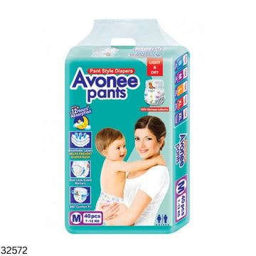 Avonee Baby Pant Diaper 40 Pieces Medium Size (7-12kg)