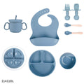 BPA Free Baby Silicone Feeding Set 8pcs - Blue