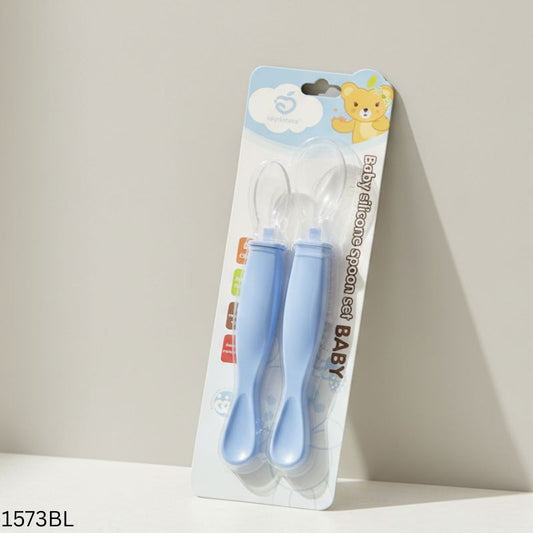 Baby Silicone Feeding Spoon Set - 2pcs - Blue
