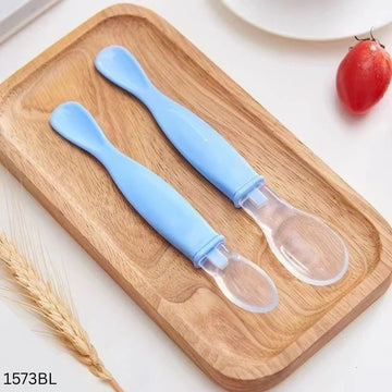 Baby Silicone Feeding Spoon Set - 2pcs - Blue