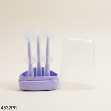 Baby Teeth Oral Care Silicone Toothbrush - 3pcs - Purple