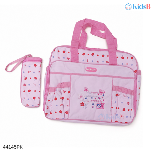 Baby Accessories & Diaper Bag, Large with Mat & Feeder Cover – Pink