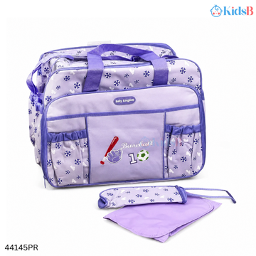 Baby Accessories & Diaper Bag, Large with Mat & Feeder Cover – Purple