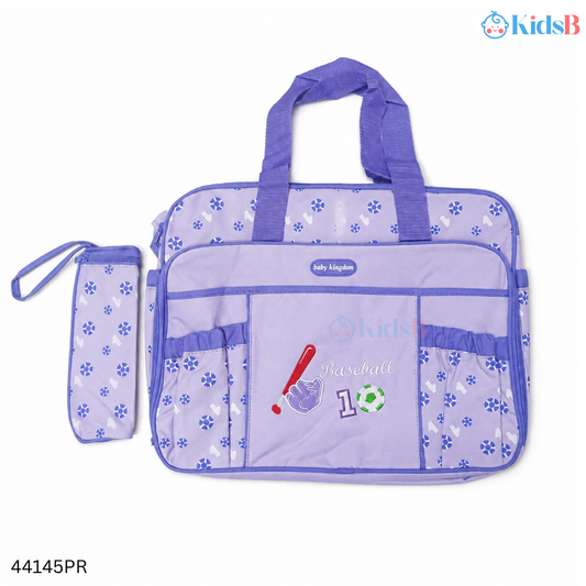 Baby Accessories & Diaper Bag, Large with Mat & Feeder Cover – Purple