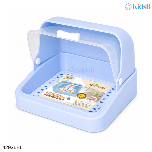 Baby Bottle Drying Rack Storage Box with Dustproof Cover – Blue
