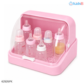Baby Bottle Drying Rack Storage Box with Dustproof Cover – Pink