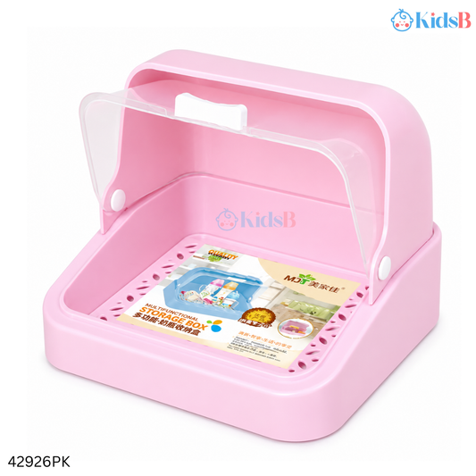 Baby Bottle Drying Rack Storage Box with Dustproof Cover – Pink