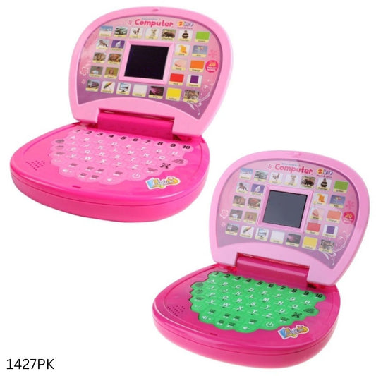Baby Mini Learning Laptop With LED Display and Music - Pink