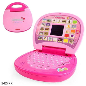 Baby Mini Learning Laptop With LED Display and Music - Pink
