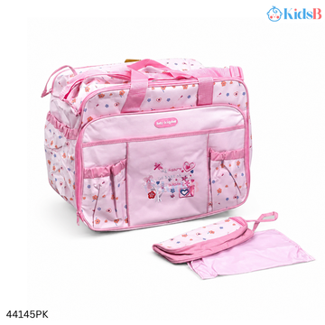 Baby Accessories & Diaper Bag, Large with Mat & Feeder Cover – Pink