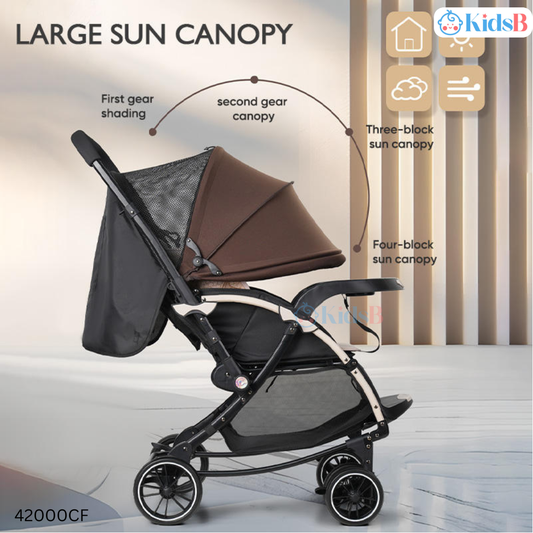Baobaohao C3 Pram Baby Stroller with Rocking Mode & Adjustable Backrest - Coffee