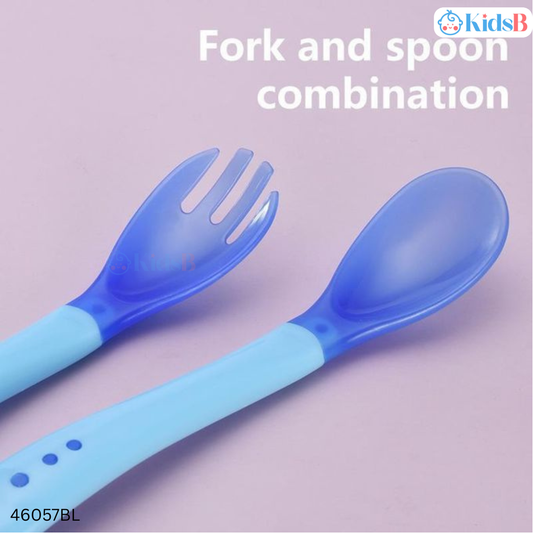 Beidile BPA-Free Temperature Sensing Spoon & Fork Set – Blue