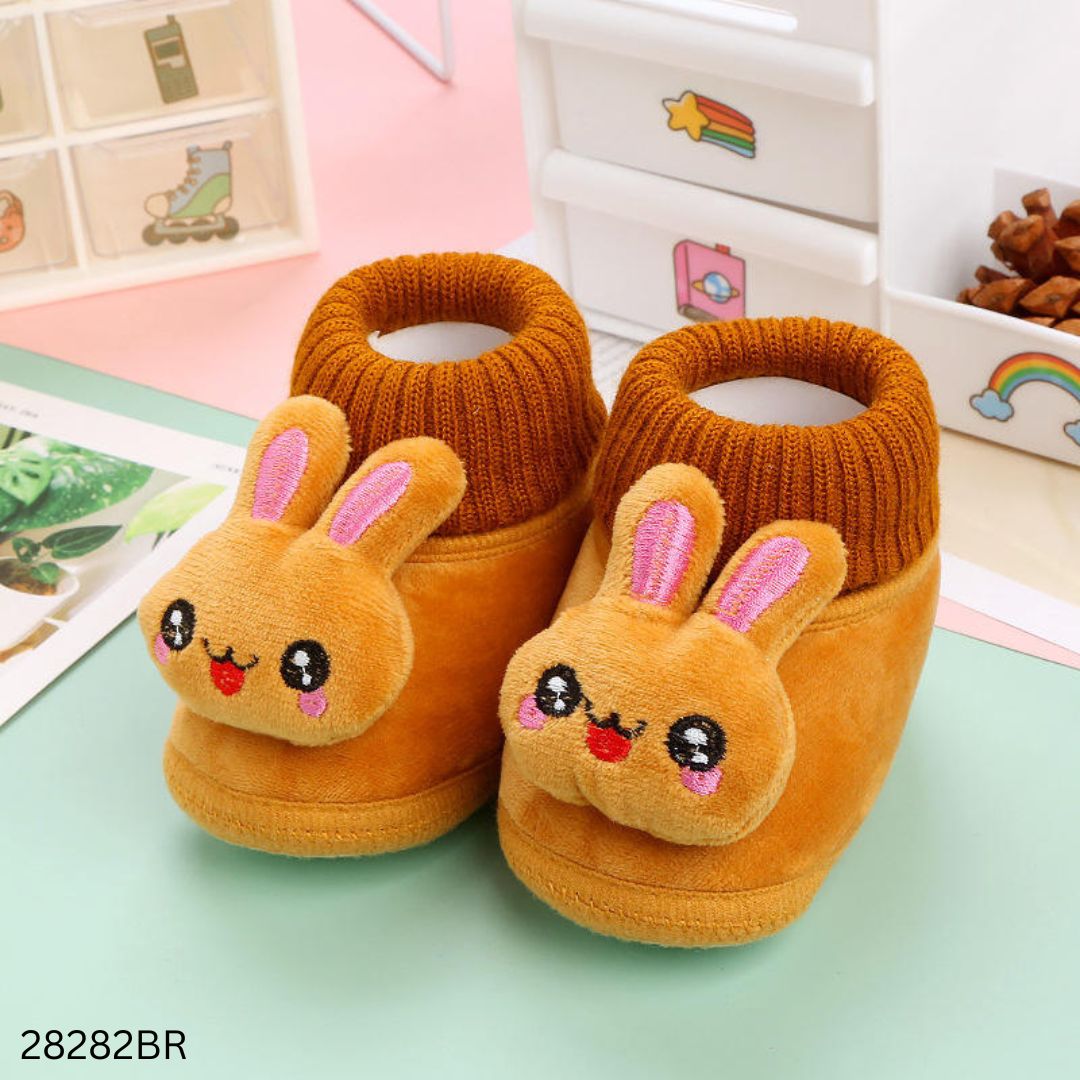 Cute Bunny Design Baby Soft Shoes - Brown
