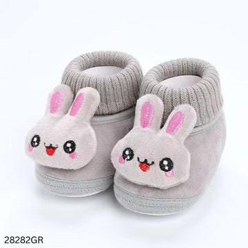 Cute Bunny Design Baby Soft Shoes - Gray
