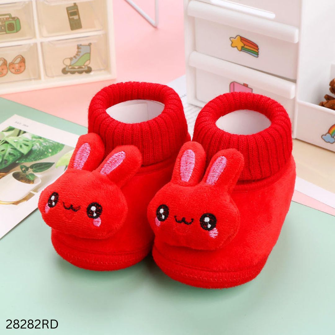 Cute Bunny Design Baby Soft Shoes - Red