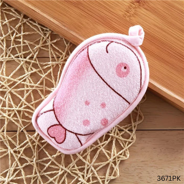 Cute Fish Shape Baby Bath Sponge Soft Scrubber - Pink