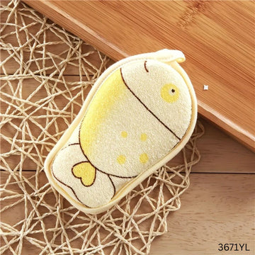 Cute Fish Shape Baby Bath Sponge Soft Scrubber - Yellow