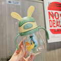 Cute Rabbit Baby Mum Pot With Straw 350ml - Green