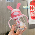 Cute Rabbit Baby Mum Pot With Straw 350ml - Pink
