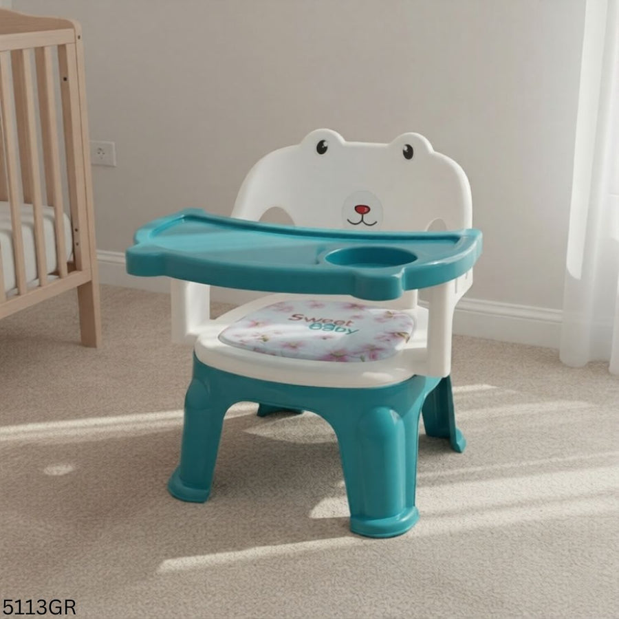 Cute Baby Feeding Chair with Soft Seat & Removable Tray - Gray